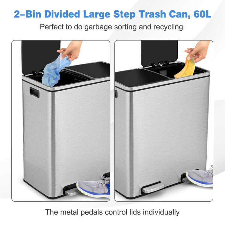 16-Gallon Dual-Step Trash Can