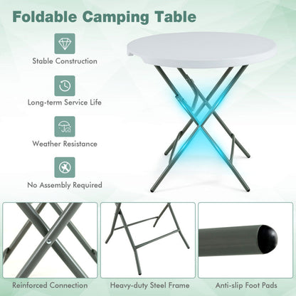 32-Inch Round Foldable Lightweight Table with Double Lockable Doors