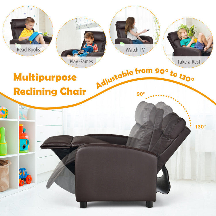 Ergonomic PU Leather Kids Recliner Lounge Sofa for the 3–12 Age Group