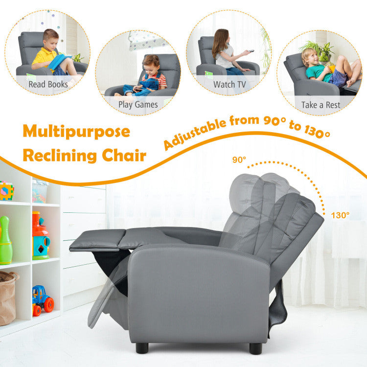 Ergonomic PU Leather Kids Recliner Lounge Sofa for the 3–12 Age Group