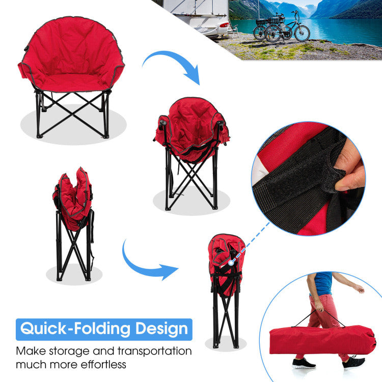 Folding Camping Moon-Padded Chair with Carrying Bag