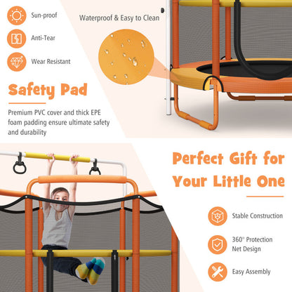 5 Feet Kids 3-in-1 Game Trampoline with Enclosure Net Spring Pad