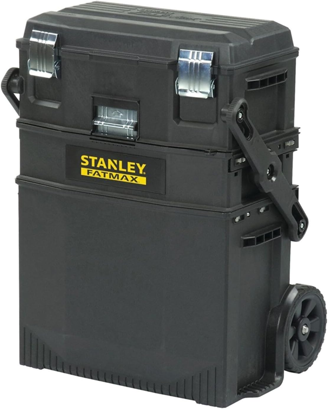 STANLEY Rolling Tool Box Set - FATMAX® 4-in-1 Mobile Tools and Parts Work Station Organizer, Heavy-Duty Wheels, Black, 88 Lb. Capacity, 22"L 14" W 29" H