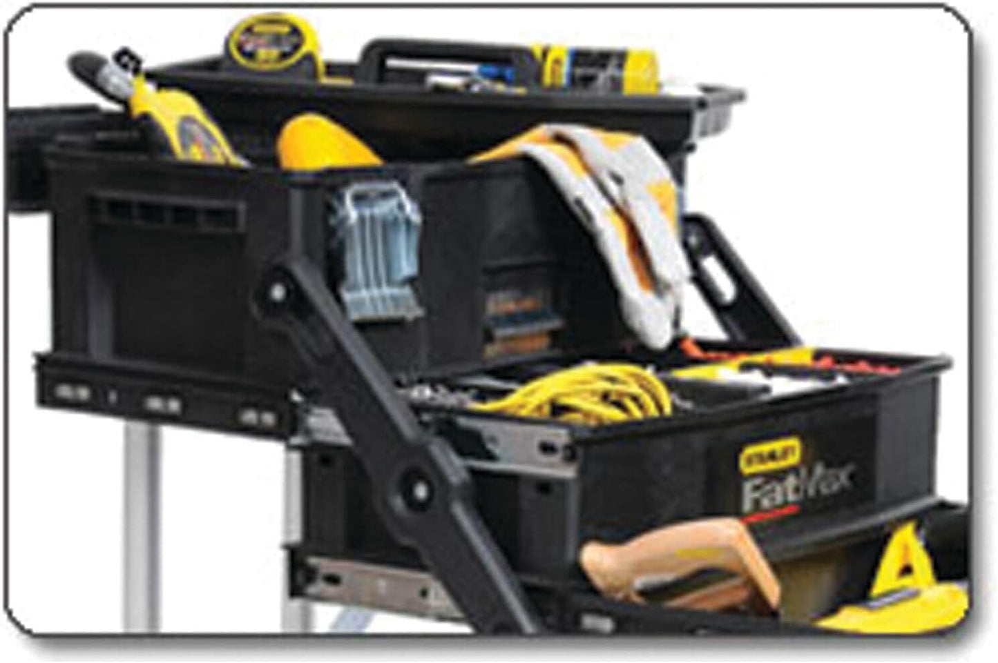 STANLEY Rolling Tool Box Set - FATMAX® 4-in-1 Mobile Tools and Parts Work Station Organizer, Heavy-Duty Wheels, Black, 88 Lb. Capacity, 22"L 14" W 29" H