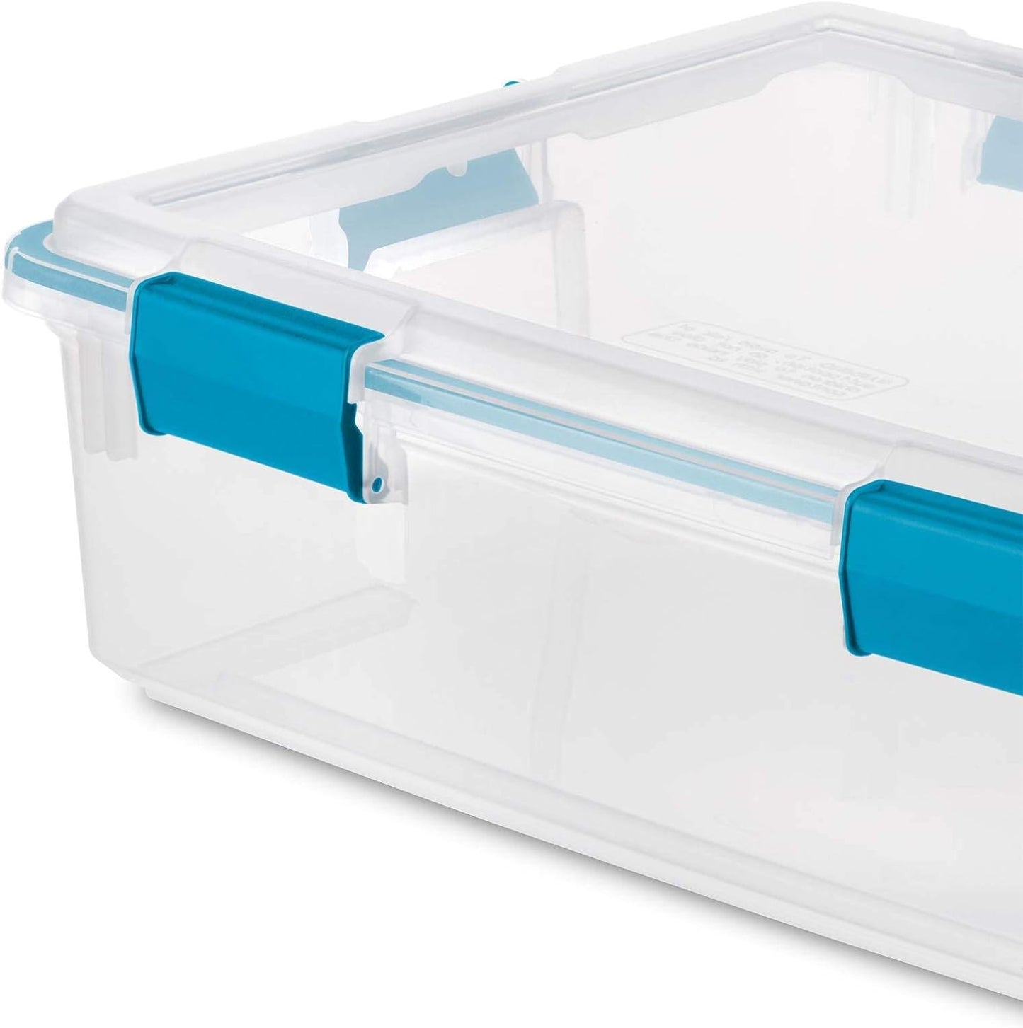 STERILITE Storage Tote, Clear, Polypropylene - Rectangular, Stackable, Plastic Material, Blue Lid, 9.2 gal Volume Capacity, 24 in L, 18 in W, 7 in H,