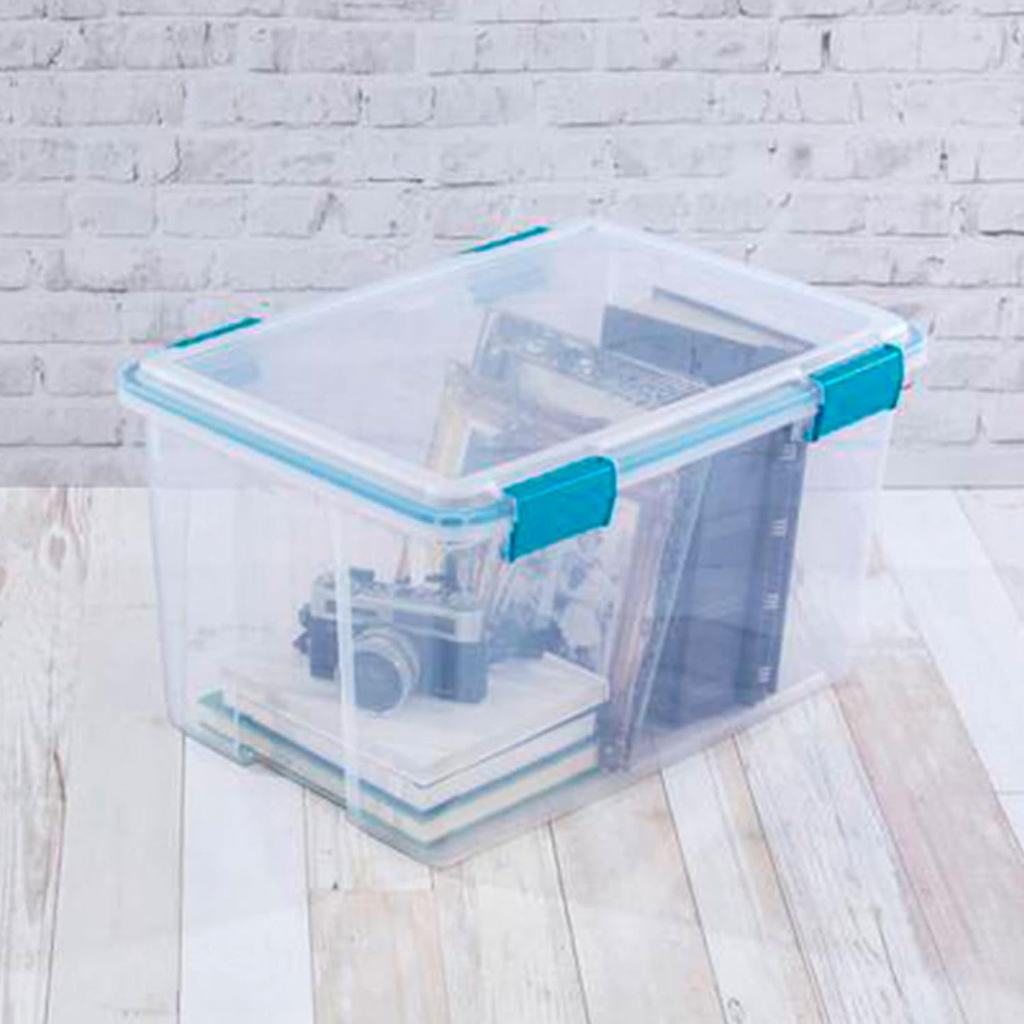 Sterilite Storage Tote, Clear, Polypropylene - 13.5 Gallon Volume Capacity, Blue/Clear Lid, Rectangular, Latches, 36 packs, 22.5 L x 16" W x 13.5" H