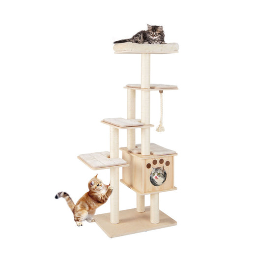 67-Inch Modern Cat Tree Tower with Top Perch and Sisal Rope Scratching Posts