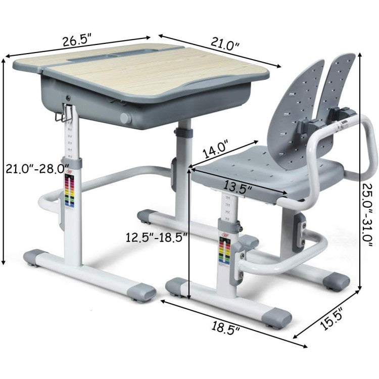 Kids Desk and Chair Set with Large Storage Space