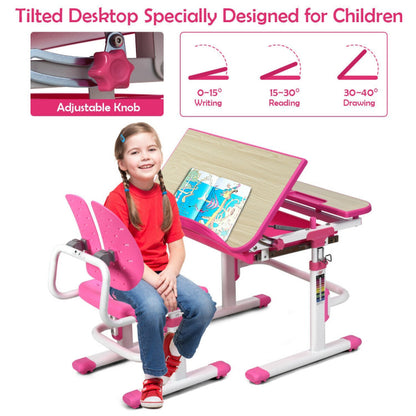 Height-Adjustable Kids Study Desk and Chair Set