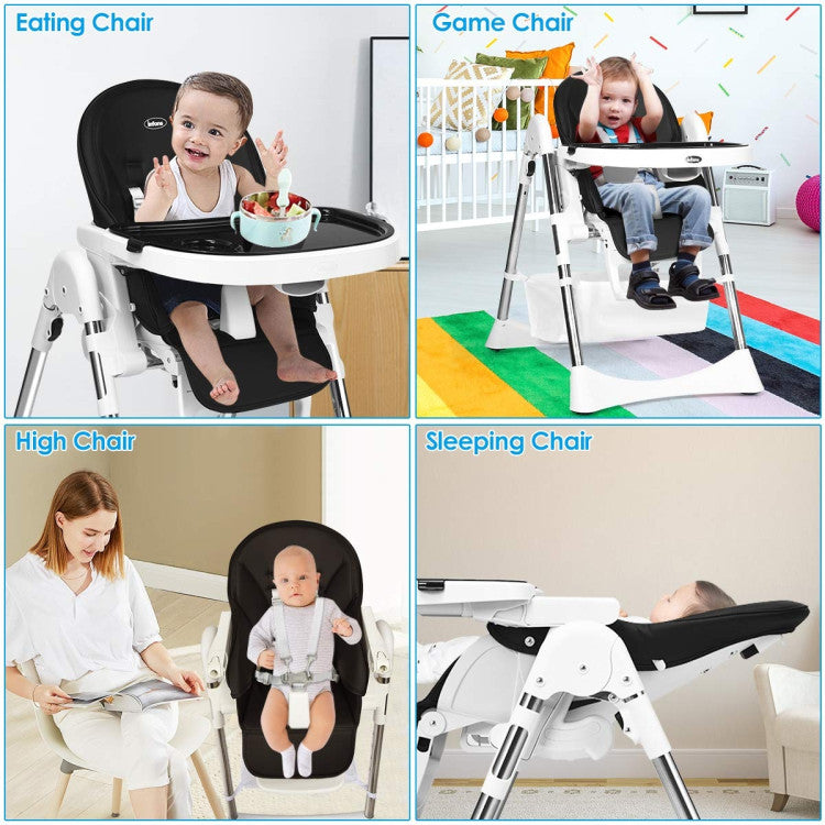 Foldable High Chair with Large Storage Basket