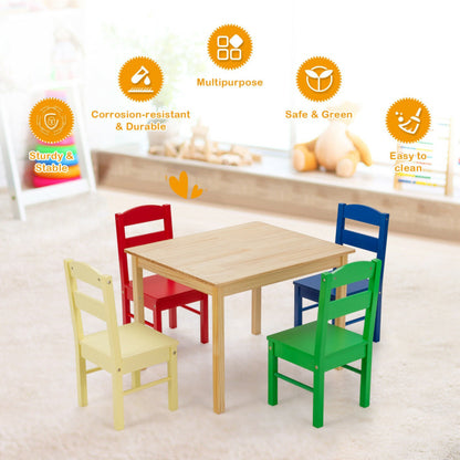 Kids 5-Piece Wooden Table and Chair Set