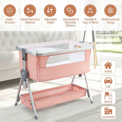 Portable Baby Bed Side Crib with 7 Height Positions