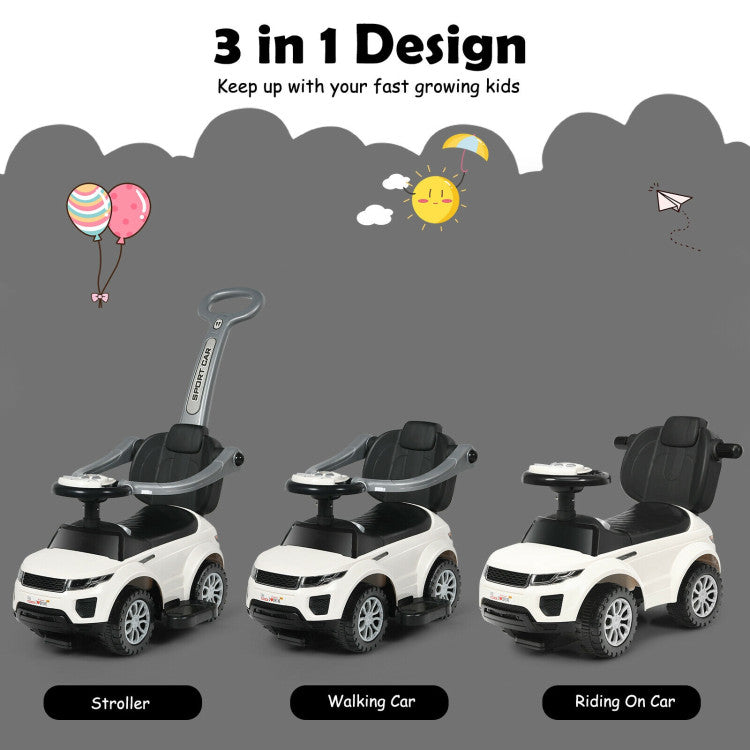 3-in-1 Ride-On Push Car Toddler Stroller with Music