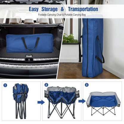 Folding Camping Chair with Bags and Padded Backrest