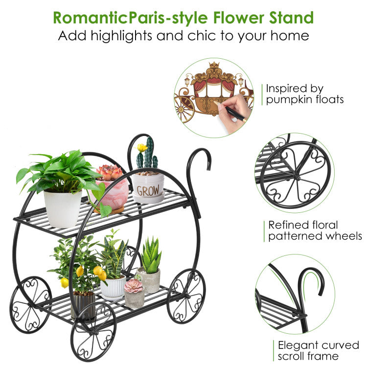 Heavy-Duty Metal Flower Cart Plant Stand