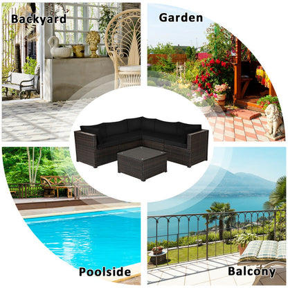 6 Piece Rattan Patio Sectional Sofa Set with Cushions for 4-5 Persons