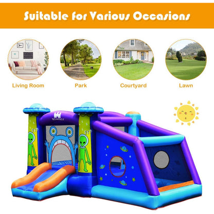 Inflatable Alien-Themed Kids Bouncy Castle with 480W Air Blower