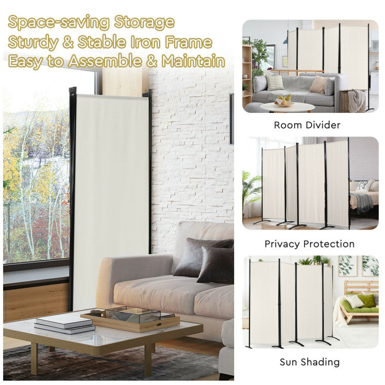 5.6-Feet 4-Panel Room Divider with Steel Frame