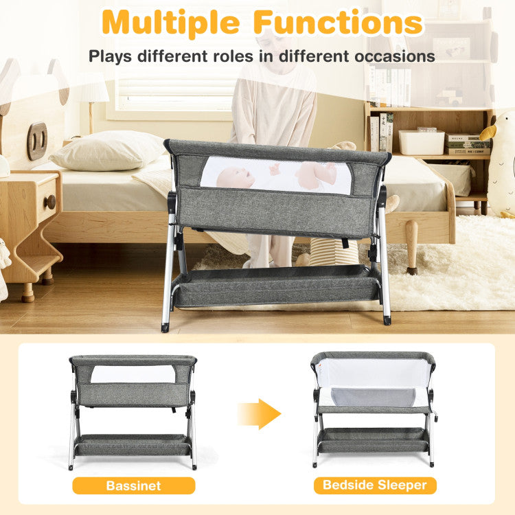 Adjustable Baby Bedside Crib with Large Storage