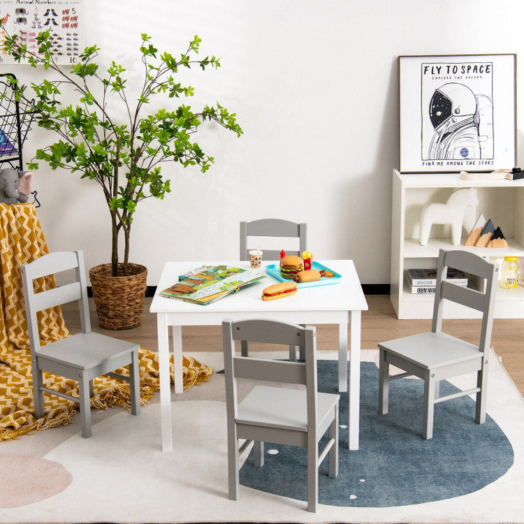 Kids 5-Piece Wooden Table and Chair Set