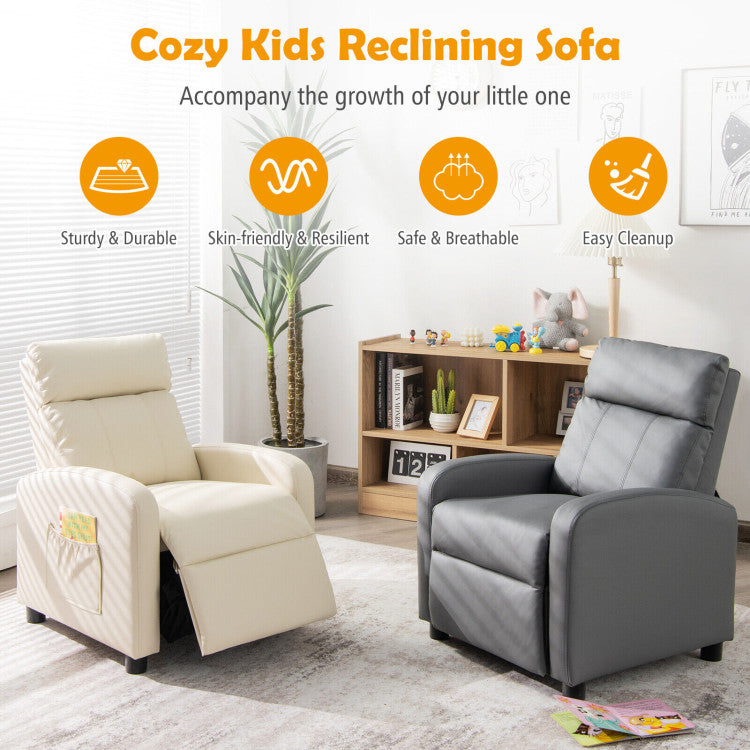 Ergonomic PU Leather Kids Recliner Lounge Sofa for the 3–12 Age Group