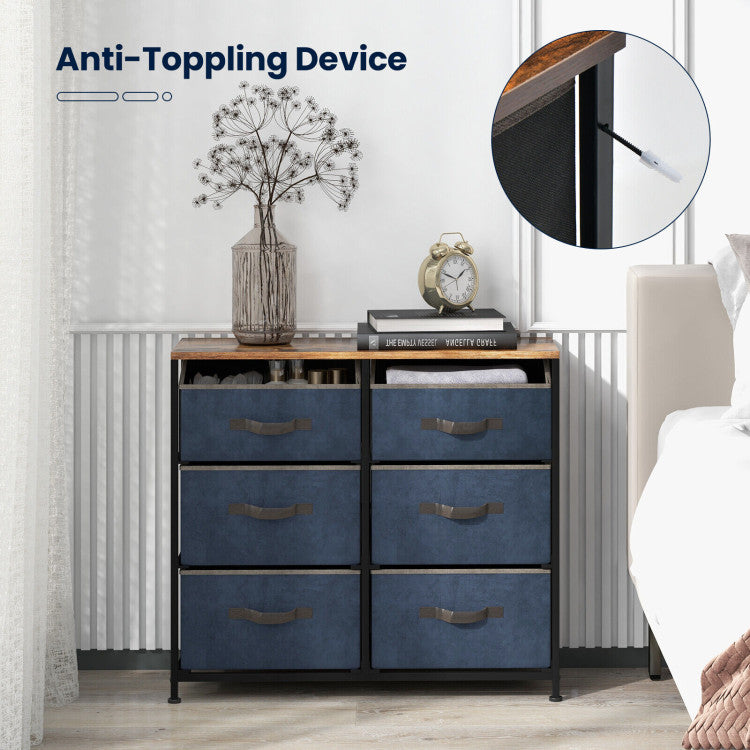 6-Drawer Dresser with Metal Frame and Anti-Toppling Device