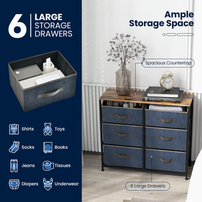 6-Drawer Dresser with Metal Frame and Anti-Toppling Device