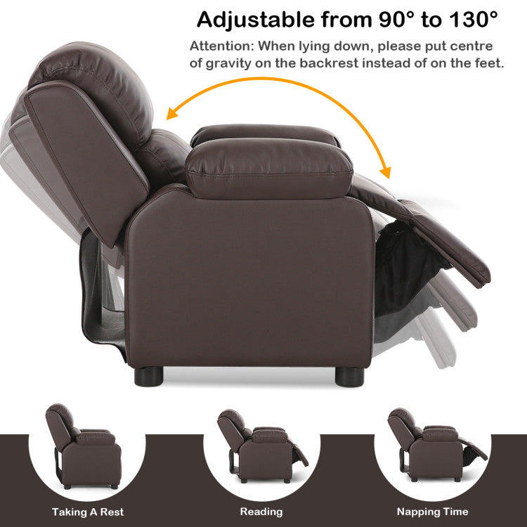 Kids Deluxe Headrest Recliner Sofa Chair with Storage Arms