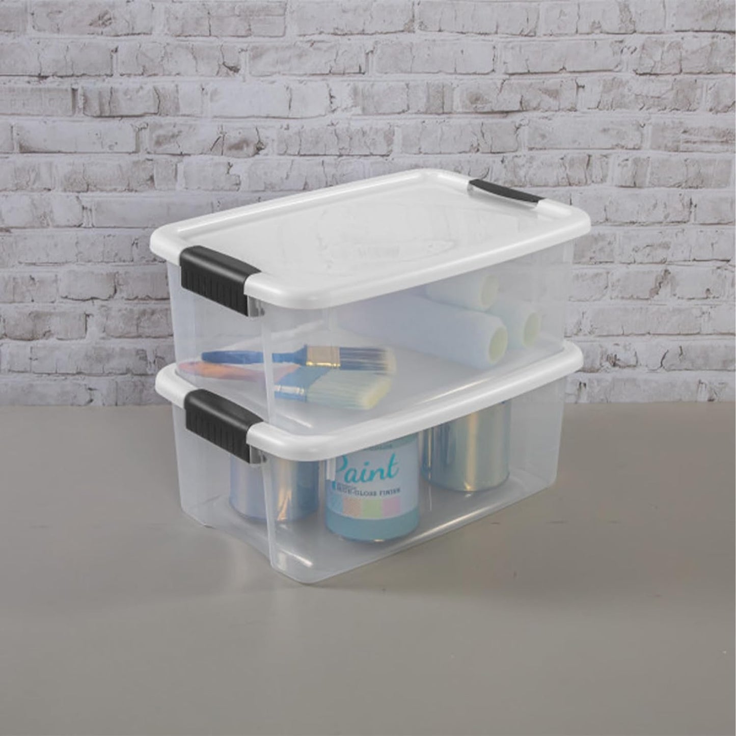 Sterilite Storage Tote - Polypropylene, 4.5 gal Volume Capacity, Ultra Storage Box, Clear Body & White Lid, 6 packs, 18 1/8in L, 12 1/4in W, 7in H