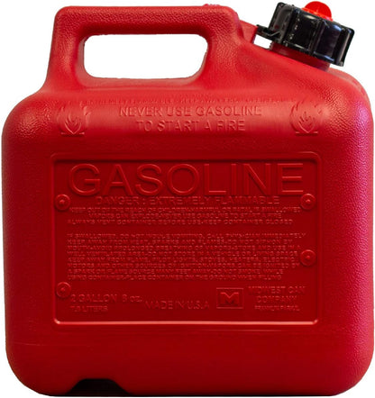 FLAME SHIELD Gas Can - Red HDPE, Includes Spout, Quick-Flow Spout, Self-Venting, CARB and EPA, 2 gallon, 9 3/4 in H, 7 3/4 in W,  9 1/4 in L