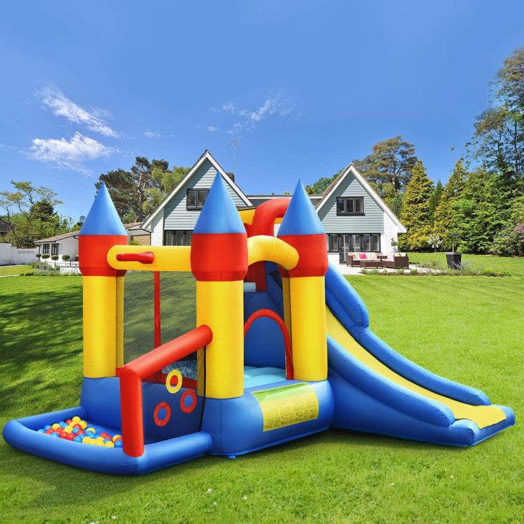 Inflatable Bounce House with Basketball Rim and 780W Blower