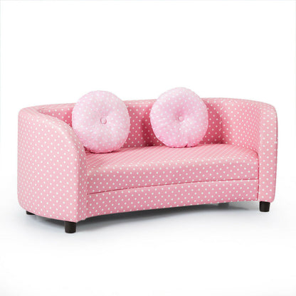 2-Seat Kid's Sofa Armrest Chair with Two Cloth Pillows