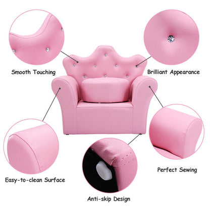 Children's Upholstered Princess Sofa with Ottoman
