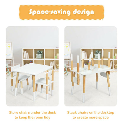 Kids Wooden Table and 2 Chairs Set