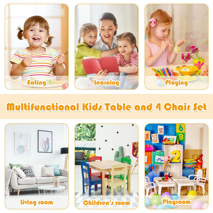 Kids 5-Piece Wooden Table and Chair Set