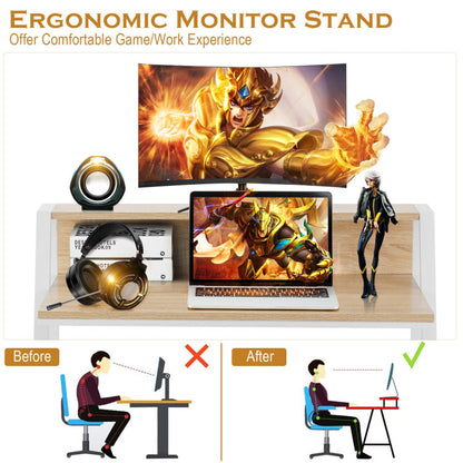 2 Tier Small Computer Desk with Sturdy Frame for Small Place