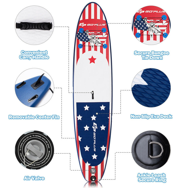 11-Feet Inflatable Stand-Up Paddle Board with 3-Fin Thruster