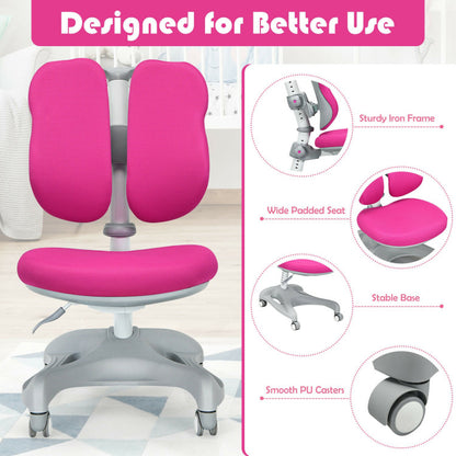 Adjustable-Height Student Chair with Sit-Brake Casters and Lumbar Support