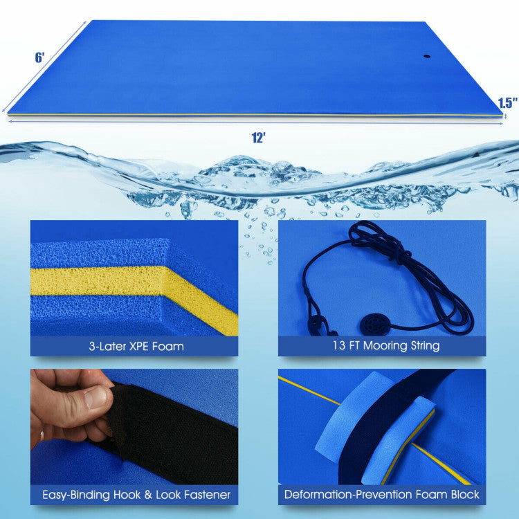 12 x 6 Feet 3 Layer Floating Water Pad