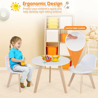 Modern Kids Activity Play Table and 2 Chairs Set with Beech Leg Cushion