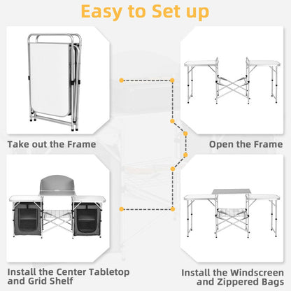 Folding Camping Table with Storage Organizer