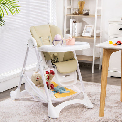 Baby Folding Chair with Wheel Tray and Storage Basket