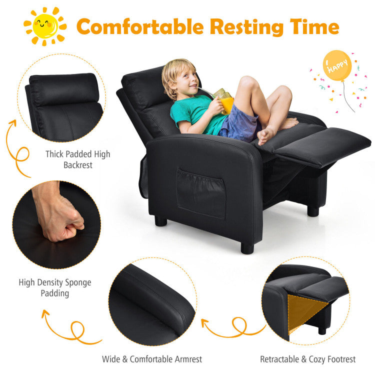 Ergonomic PU Leather Kids Recliner Lounge Sofa for the 3–12 Age Group