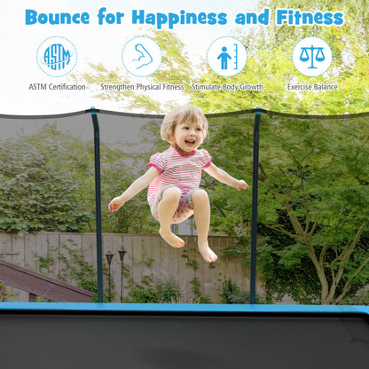 8 x 14' Rectangular Recreational Trampoline with Safety Enclosure Net and Ladder