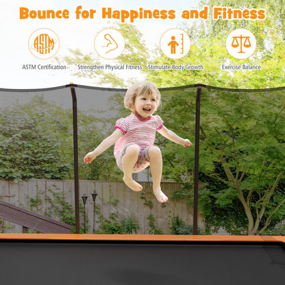 8 x 14' Rectangular Recreational Trampoline with Safety Enclosure Net and Ladder