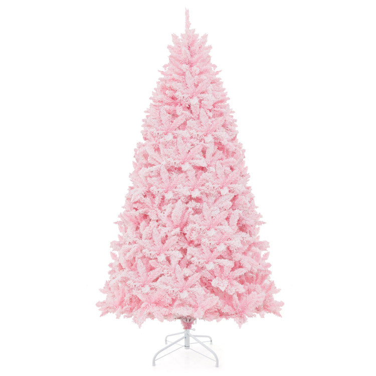 7-Feet Flocked Artificial Christmas Tree with 500 LED Lights and 1200 Branches