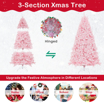 7-Feet Flocked Artificial Christmas Tree with 500 LED Lights and 1200 Branches