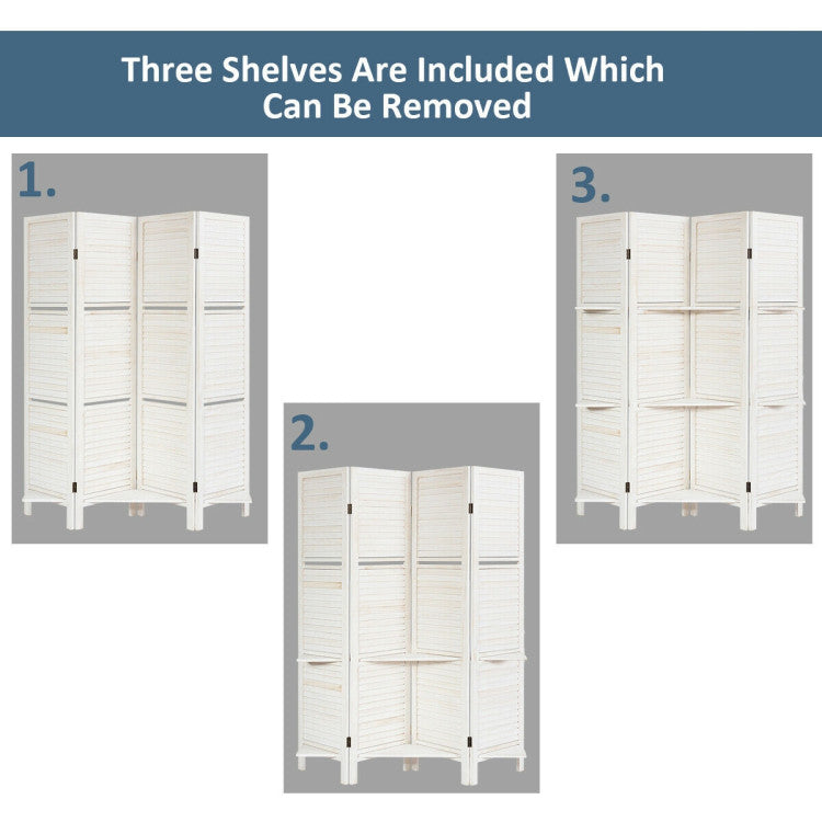 4-Panel Freestanding Folding Hinged Room Divider