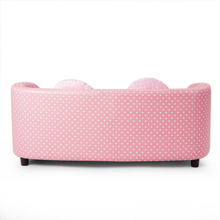 2-Seat Kid's Sofa Armrest Chair with Two Cloth Pillows