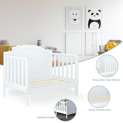 2-in-1 Classic Convertible Wooden Toddler Bed with Guardrails